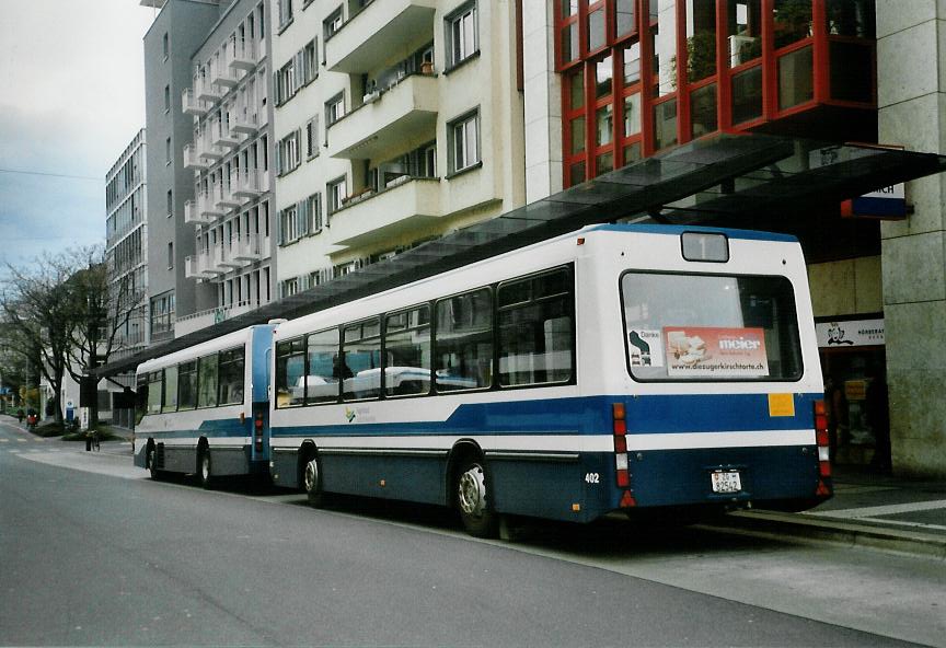 (106'124) - ZVB Zug - Nr. 402/ZG 82'542 - Lanz+Marti/Hess Personenanh�nger (ex Nr. 102) am 31. M�rz 2008 beim Bahnhof Zug