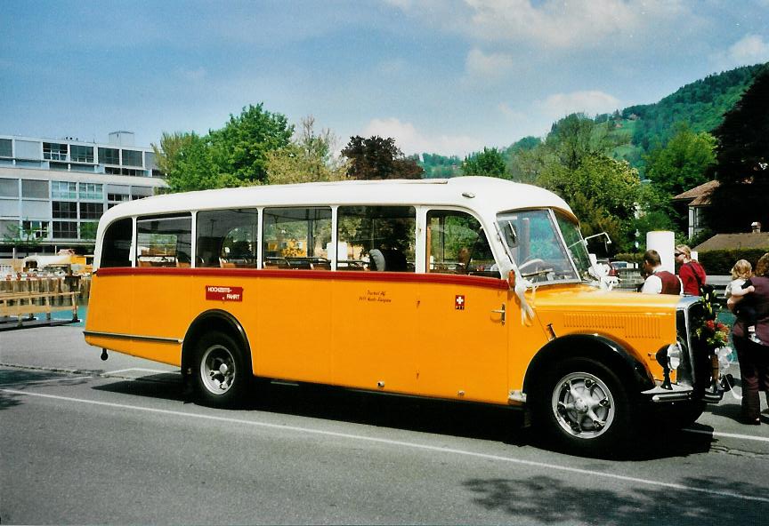 (106'917) - Trachsel, Hasle-R�egsau - BE 26'811 - Saurer/Krapf (ex Sol�r+Fontana, Ilanz) am 9. Mai 2008 bei der Schiffl�ndte Thun