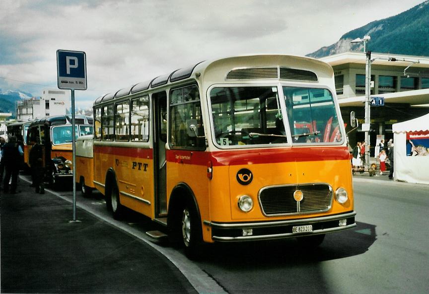 (107'302) - Rentsch, B�riswil - BE 823'203 - FBW/Gangloff (ex P 23'203; ex P 21'003) am 24. Mai 2008 beim Bahnhof Chur