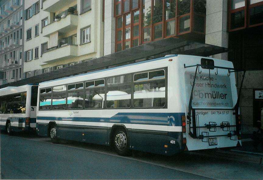 (109'413) - ZVB Zug - Nr. 401/ZG 82'541 - Lanz+Marti/Hess Personenanh�nger (ex Nr. 101) am 16. Juli 2008 beim Bahnhof Zug