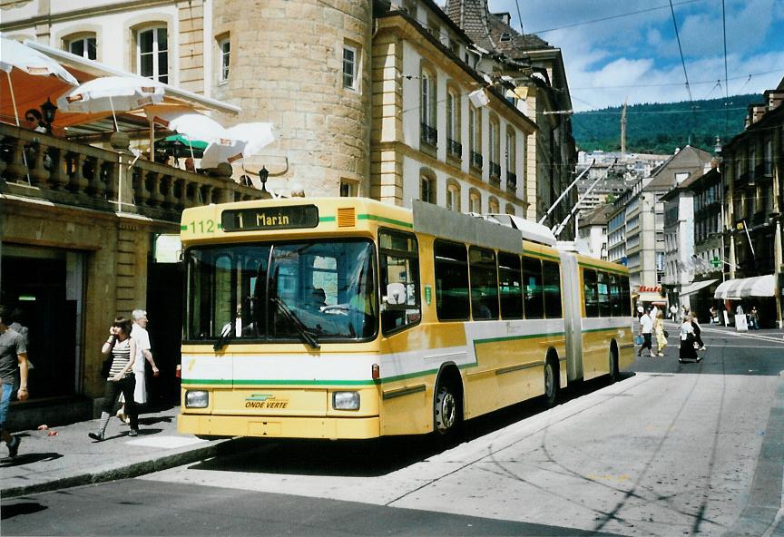 (109'826) - TN Neuch�tel - Nr. 112 - NAW/Hess Gelenktrolleybus am 2. August 2008 in Neuch�tel, Place Pury
