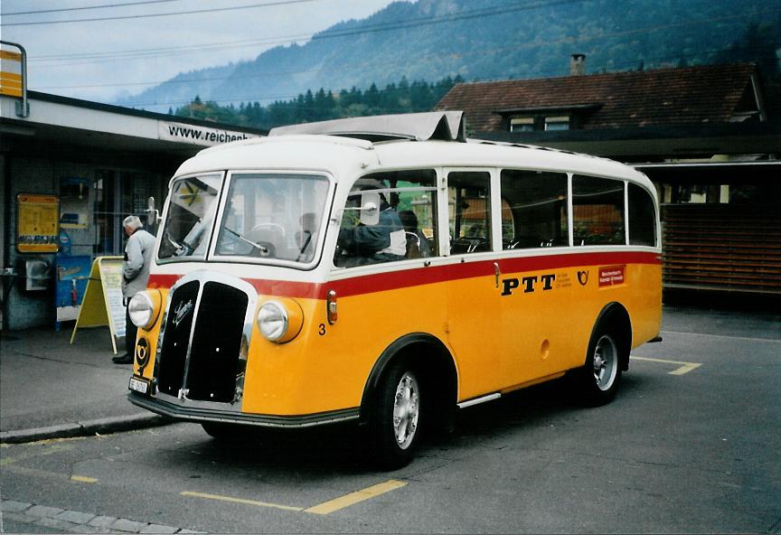 (111'025) - Schmid, Th�rishaus - Nr. 3/BE 26'760 - Saurer/Gangloff (ex Geiger, Adelboden Nr. 3) am 27. September 2008 beim Bahnhof Reichenbach