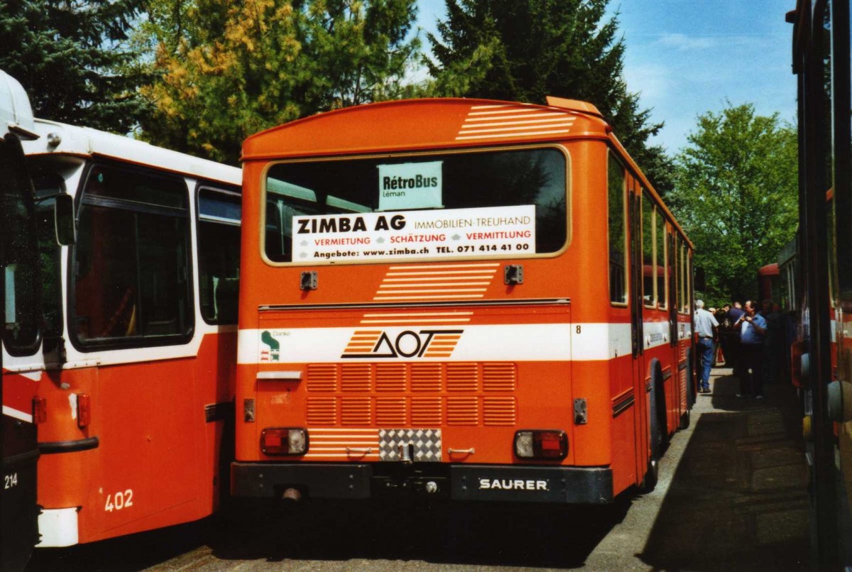 (116'132) - AOT Amriswil (R�trobus) - Nr. 8 - Saurer/T�scher (ex Frommelt, Vaduz) am 25. April 2009 in Bressonnaz, R�trobus