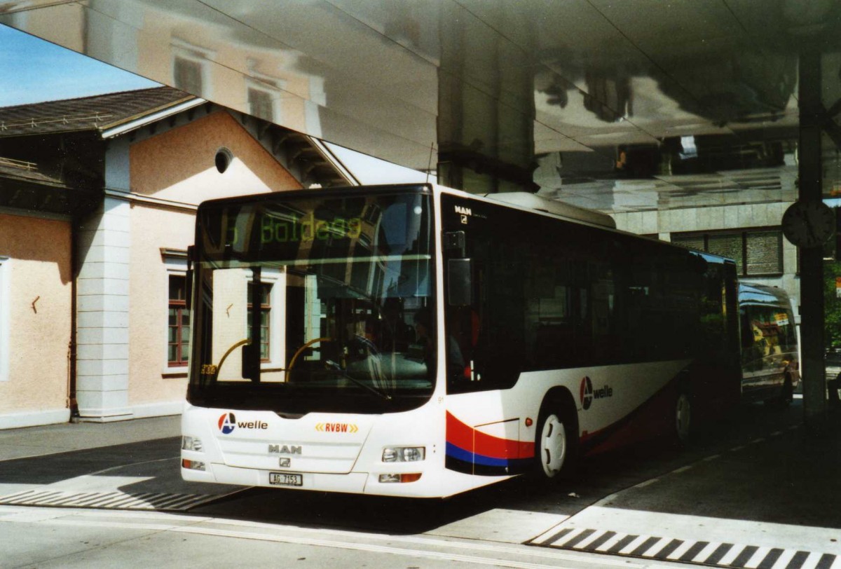(117'412) - RVBW Wettingen - Nr. 91/AG 7153 - MAN/G�ppel am 8. Juni 2009 beim Bahnhof Baden