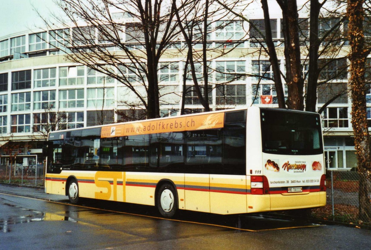 (122'603) - STI Thun - Nr. 111/BE 700'111 - MAN am 7. Dezember 2009 bei der Schiffl�ndte Thun
