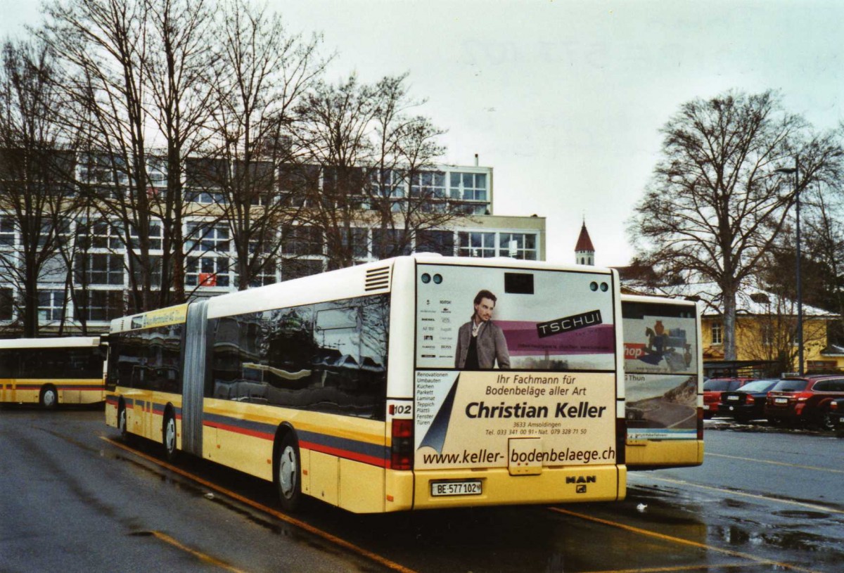 (123'132) - STI Thun - Nr. 102/BE 577'102 - MAN am 21. Dezember 2009 bei der Schiffl�ndte Thun