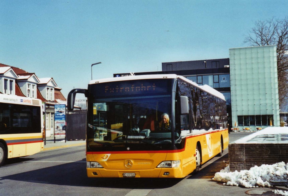 (124'601) - PostAuto Bern - BE 610'546 - Mercedes am 8. M�rz 2010 beim Bahnhof Interlaken Ost