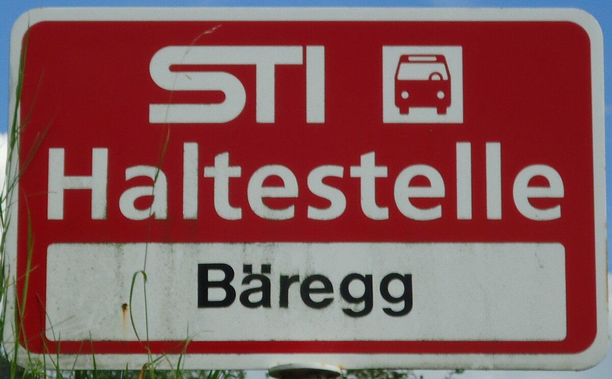 (128'230) - STI-Haltestellenschild - Merligen, B�regg - am 1. August 2010