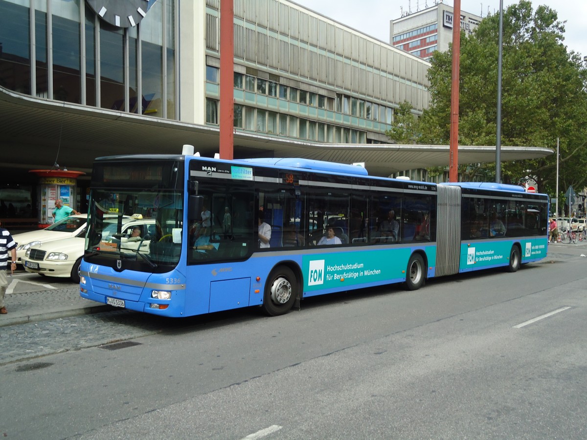 (128'607) - MVG M�nchen - Nr. 5336/M-VG 5336 - MAN am 11. August 2010 beim Hauptbahnhof M�nchen