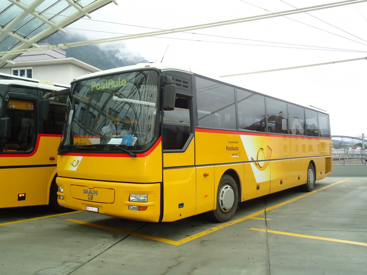 (128'695) - PostAuto Graub�nden - GR 105'400 - MAN (ex Dillier, Sarnen Nr. 7) am 13. August 2010 in Chur, Postautostation