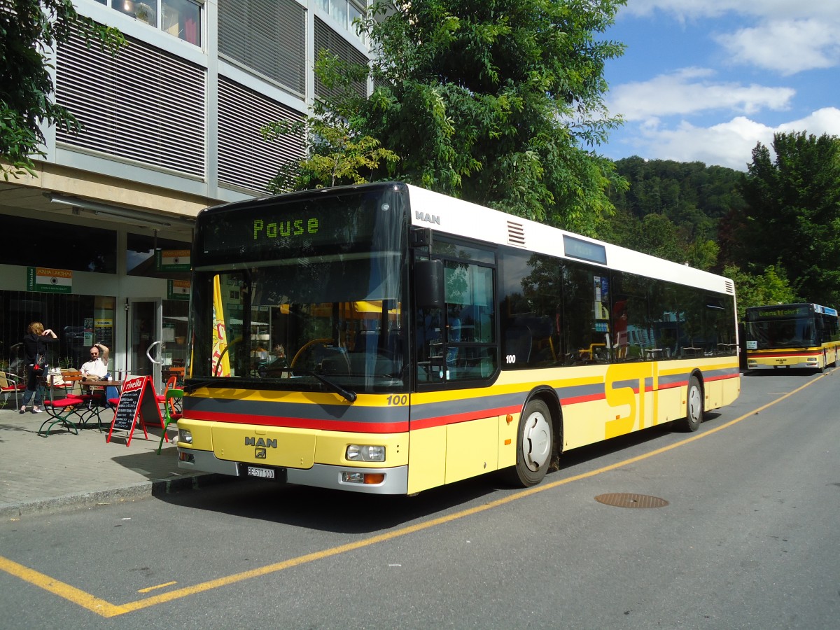 (129'165) - STI Thun - Nr. 100/BE 577'100 - MAN am 29. August 2010 bei der Schiffl�ndte Thun