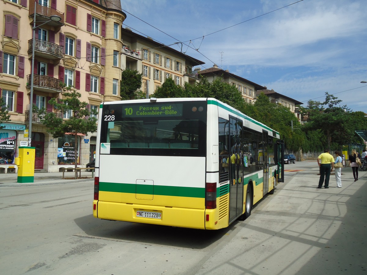 (129'582) - TN Neuch�tel - Nr. 228/NE 111'228 - MAN am 6. September 2010 beim Bahnhof Neuch�tel