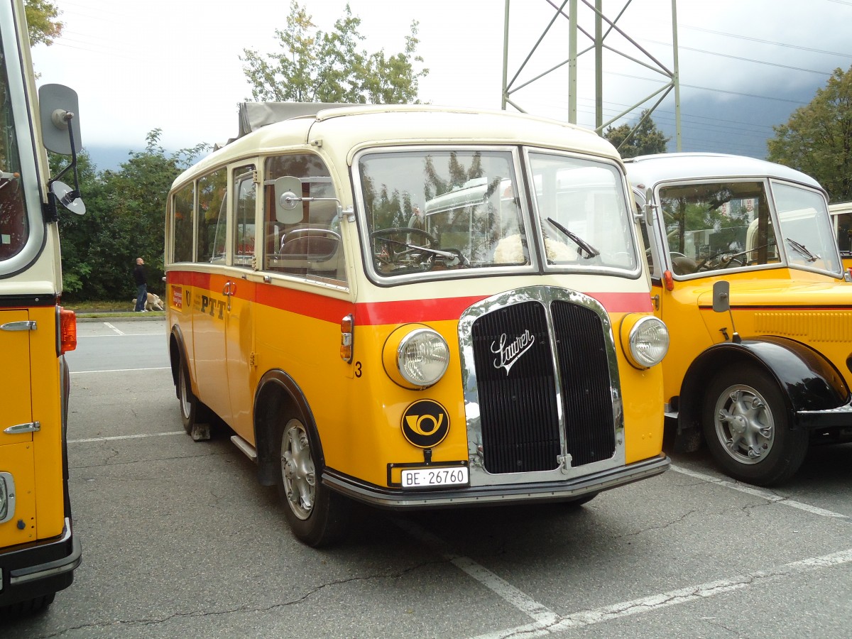 (129'821) - Schmid, Th�rishaus - Nr. 3/BE 26'760 - Saurer/Gangloff (ex Geiger, Adelboden Nr. 3) am 18. September 2010 in Chur, Obere Au