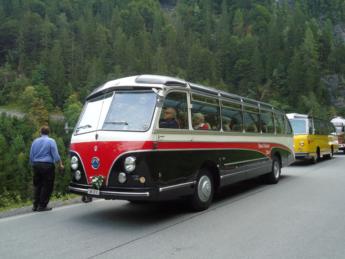 (129'865) - Fischer, Chur - GR 2 U - Saurer/FHS (ex Zumwald, Fribourg; ex Schwitter, Kandersteg; ex Winterhalder, Z�rich) am 18. September 2010 bei Valendas