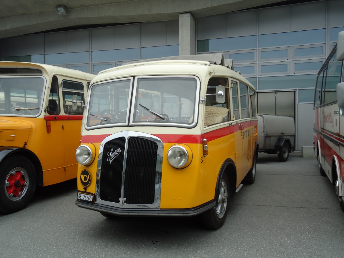 (129'955) - Schmid, Th�rishaus - Nr. 3/BE 26'760 - Saurer/Gangloff (ex Geiger, Adelboden Nr. 3) am 18. September 2010 in Breil, Milit�ranlage