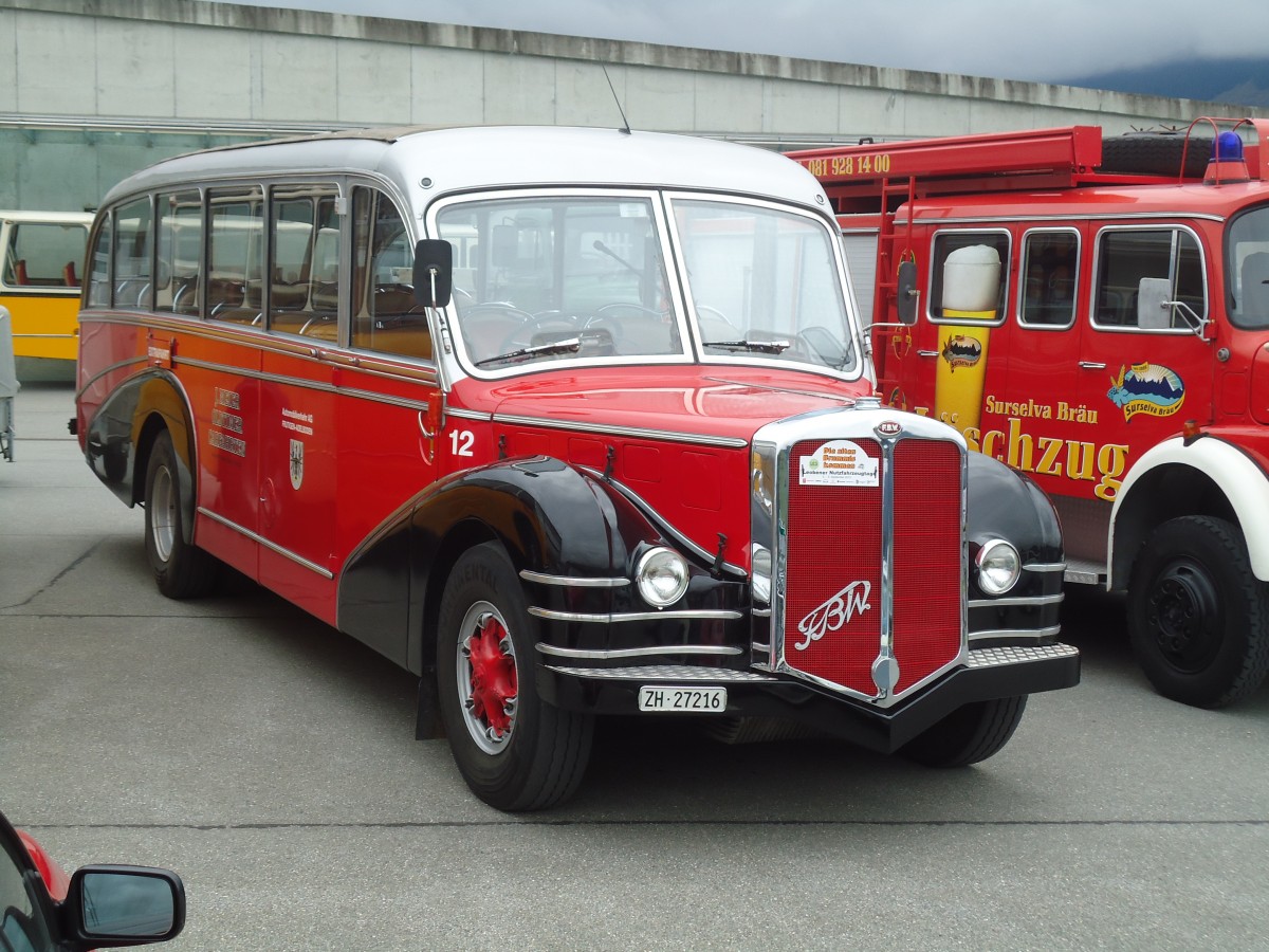 (129'995) - Meier, Gr�t - Nr. 12/ZH 27'216 - FBW/R&J (ex Wespe, Altst�tten; ex AFA Adelboden Nr. 12) am 18. September 2010 in Breil, Milit�ranlage