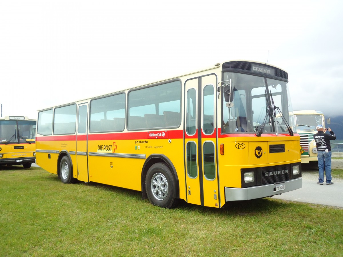 (129'996) - Oldtimer Club Saurer, Arbon - TG 95'083 - Saurer/T�scher (ex Schwizer, Goldach Nr. 2) am 18. September 2010 in Breil, Milit�ranlage