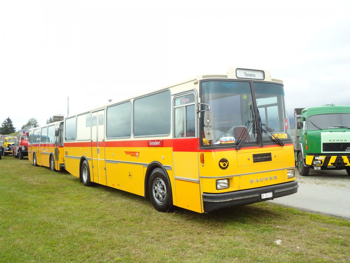 (129'997) - Br�ndli, Z�rich - ZH 180'231 - Saurer/R&J (ex Hofmann, Z�rich; ex Pacciarelli, Grono; ex P 25'661) am 18. September 2010 in Breil, Milit�ranlage