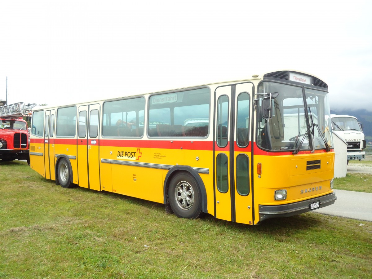 (129'998) - Gautschi, Suhr - AG 357'908 - Saurer/T�scher (ex L�tscher, Neuheim Nr. 200; ex Cartek, Regensdorf; ex P 25'822) am 18. September 2010 in Breil, Milit�ranlage
