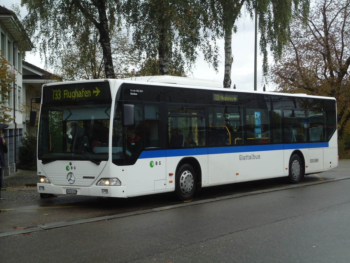 (130'778) - Welti-Furrer, Z�rich - Nr. 51/ZH 634'601 - Mercedes (ex Fr�hlich, Z�rich Nr. 601) am 24. Oktober 2010 beim Bahnhof Kloten