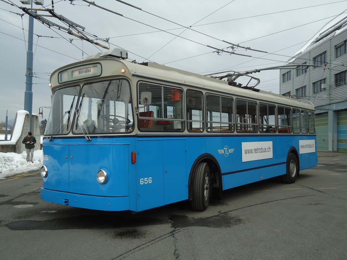 (131'261) - TL Lausanne (R�trobus) - Nr. 656 - FBW/Eggli Trolleybus am 5. Dezember 2010 in Lausanne, D�p�t Pr�laz