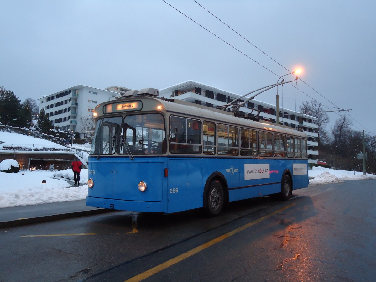 (131'282) - TL Lausanne (R�trobus) - Nr. 656 - FBW/Eggli Trolleybus am 5. Dezember 2010 in Lausanne, Coudraie