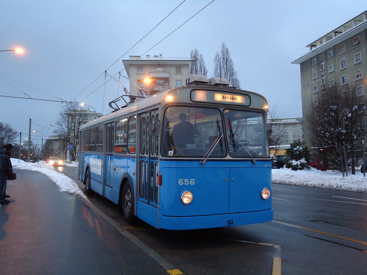 (131'283) - TL Lausanne (R�trobus) - Nr. 656 - FBW/Eggli Trolleybus am 5. Dezember 2010 in Lausanne, Coudraie