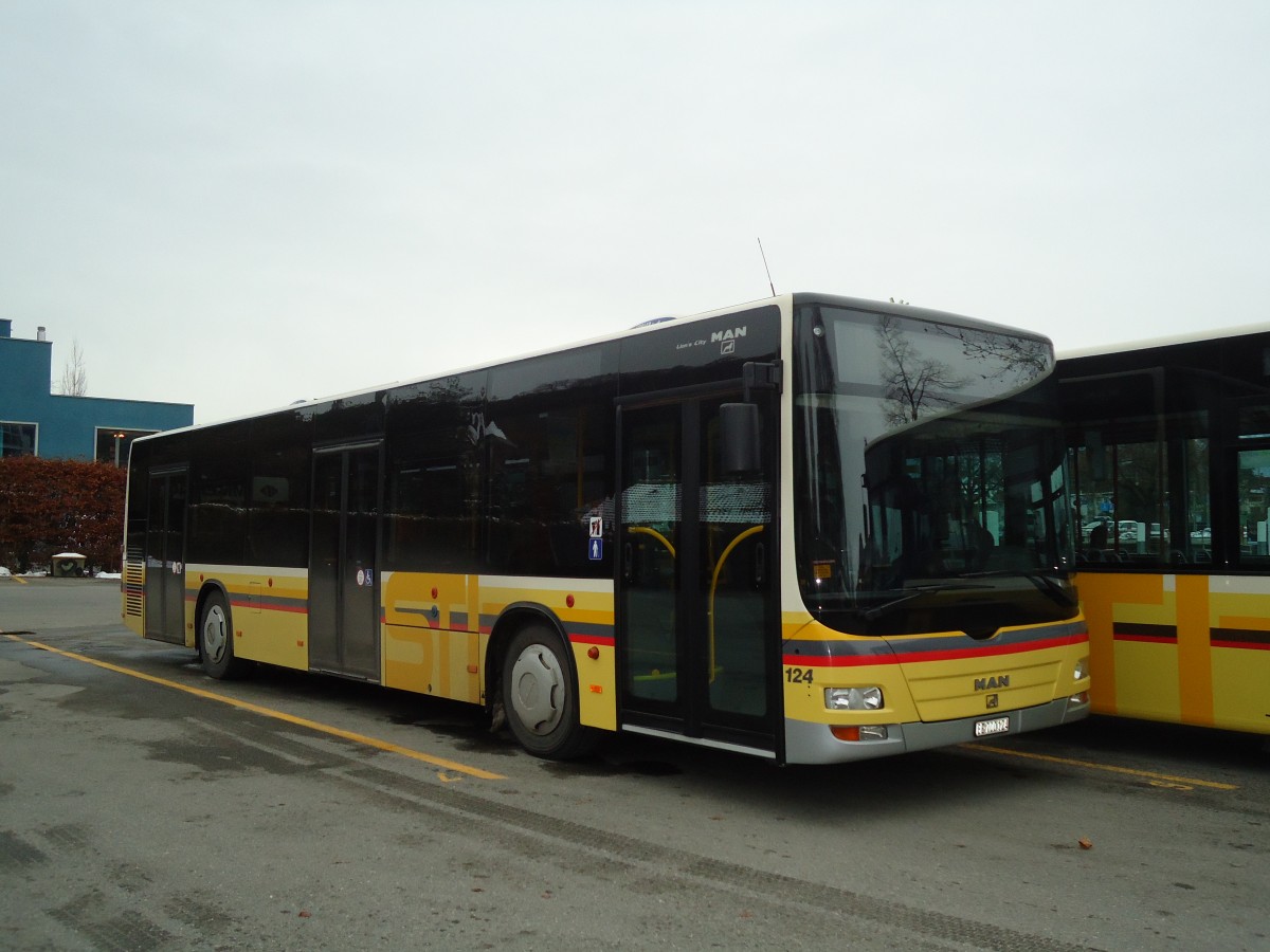 (131'552) - STI Thun - Nr. 124/BE 700'124 - MAN am 10. Dezember 2010 bei der Schiffl�ndte Thun