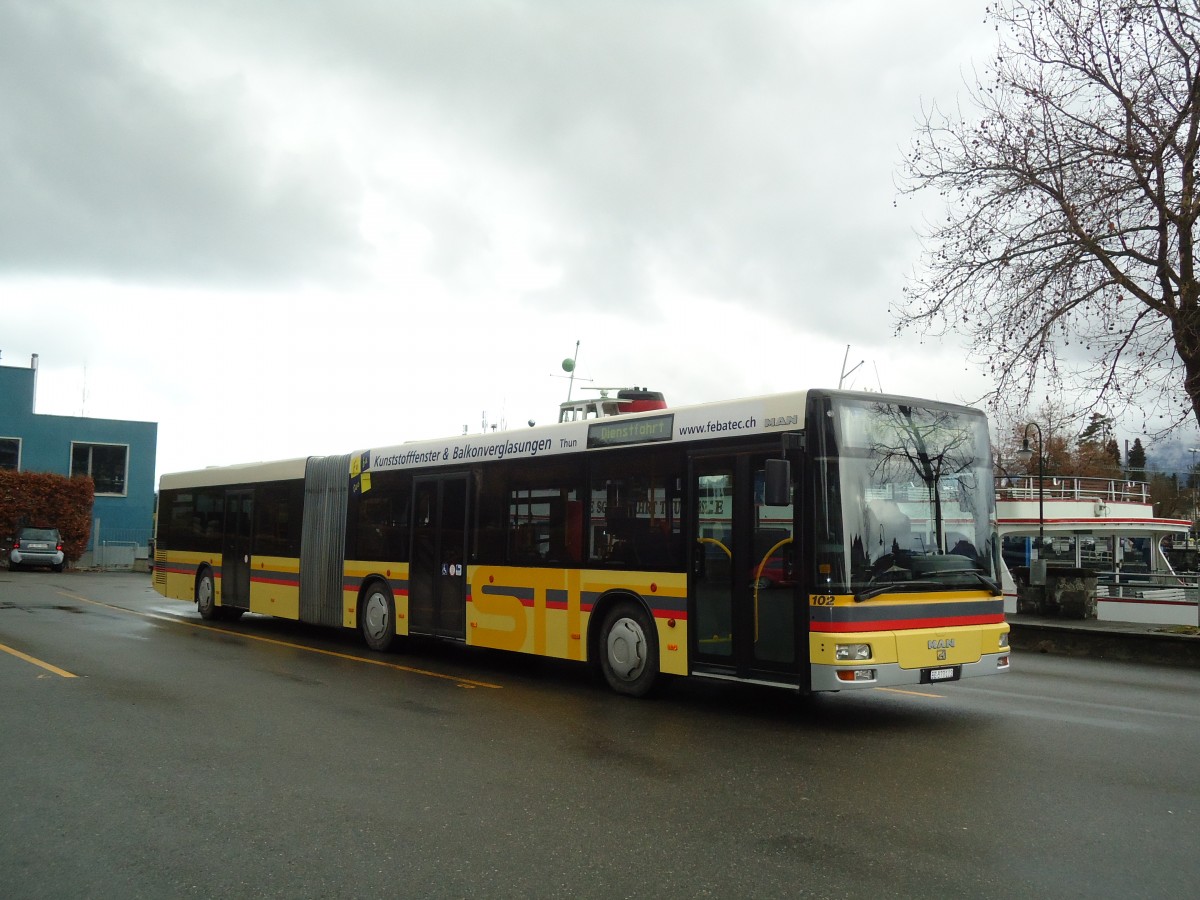 (132'652) - STI Thun - Nr. 102/BE 577'102 - MAN am 27. Februar 2011 bei der Schiffl�ndte Thun