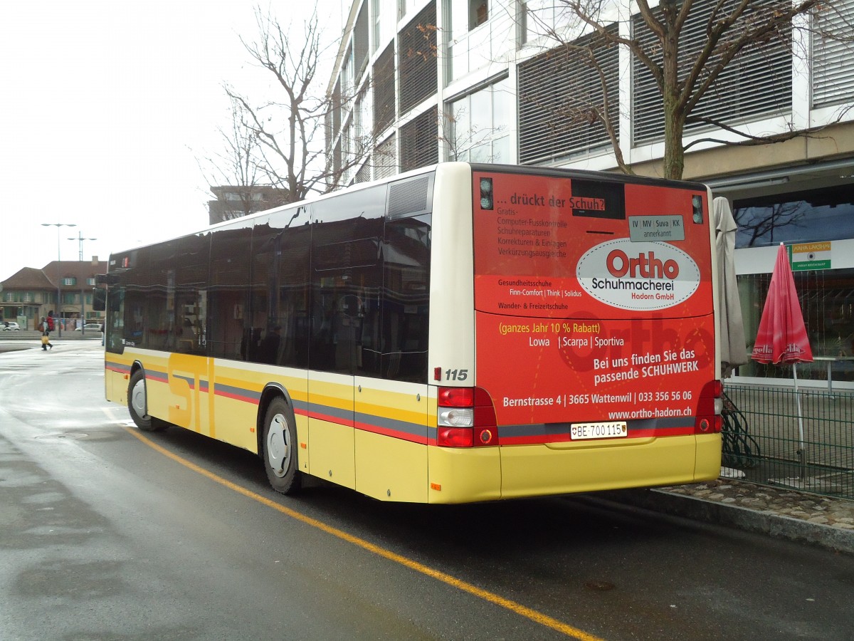 (132'654) - STI Thun - Nr. 115/BE 700'115 - MAN am 27. Februar 2011 bei der Schiffl�ndte Thun