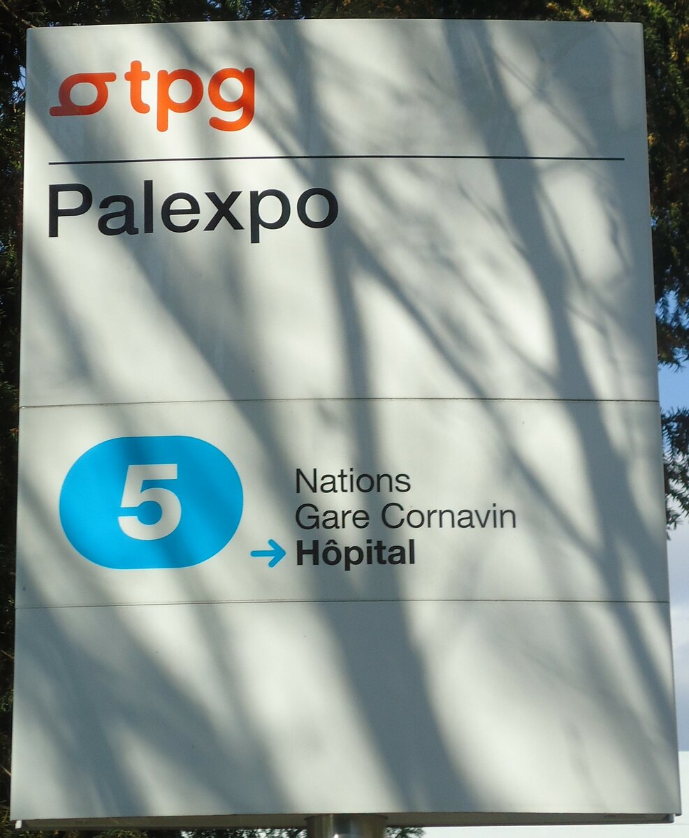 (132'843) - tpg-Haltestellenschild - Gen�ve, Palexpo - am 10. M�rz 2011