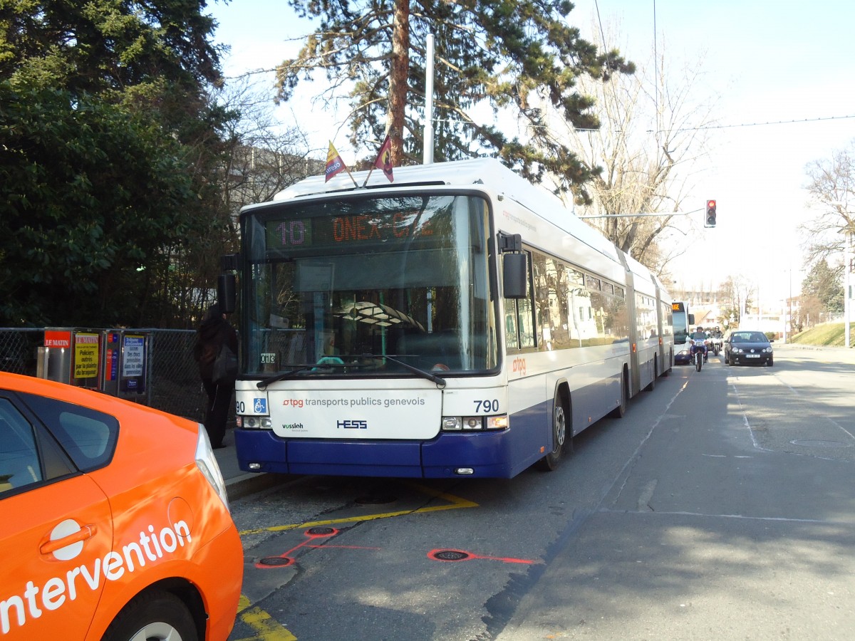 (132'851) - TPG Gen�ve - Nr. 790 - Hess/Hess Doppelgelenktrolleybus am 10. M�rz 2011 in Gen�ve, Franchises