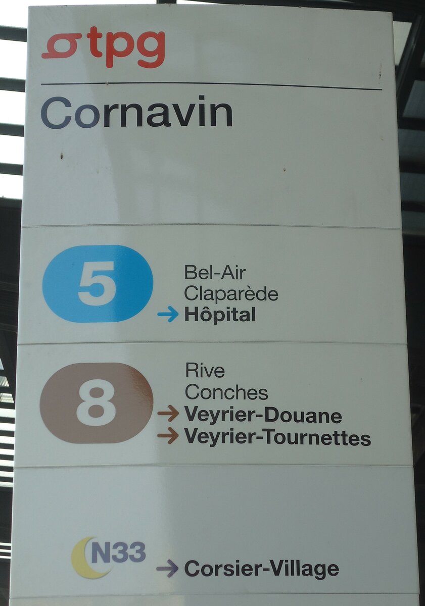 (132'953) - tpg-Haltestellenschild - Gen�ve, Cornavin - am 10. M�rz 2011