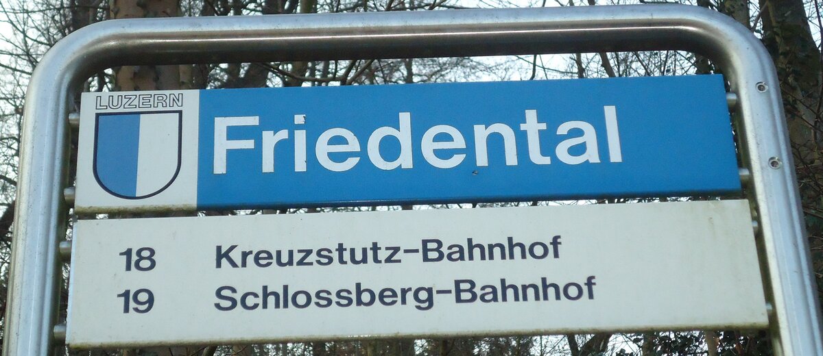 (132'959) - VBL-Haltestellenschild - Luzern, Friedental - am 11. M�rz 2011