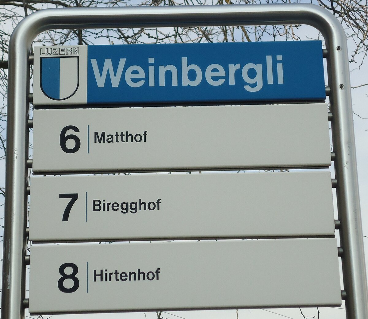 (132'988) - VBL-Haltestellenschild - Luzern, Weinbergli - am 11. M�rz 2011