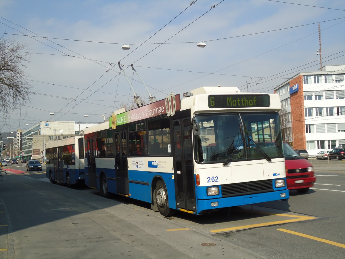 (132'991) - VBL Luzern - Nr. 262 - NAW/R&J-Hess Trolleybus am 11. M�rz 2011 in Luzern, Weinbergli