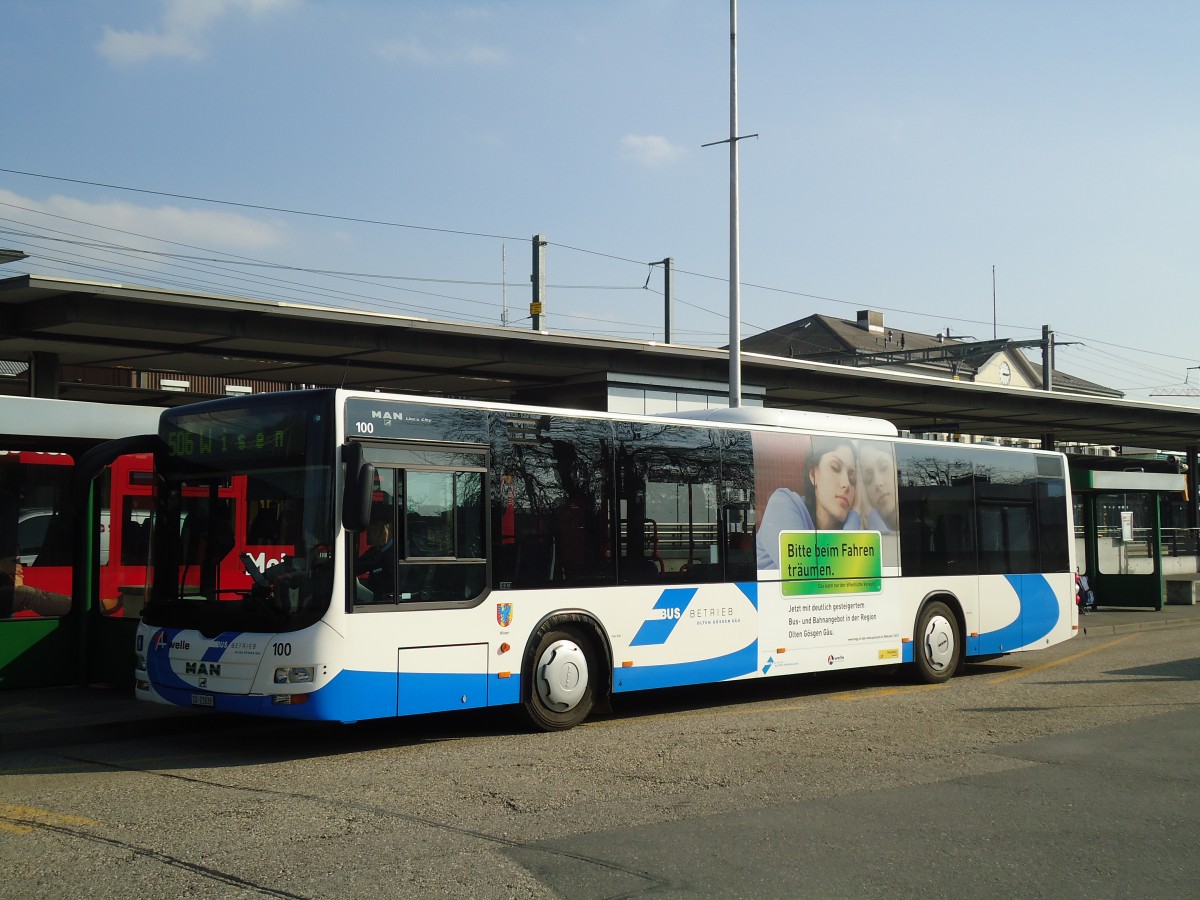(133'058) - BOGG Wangen b.O. - Nr. 100/SO 21'839 - MAN am 11. M�rz 2011 beim Bahnhof Olten