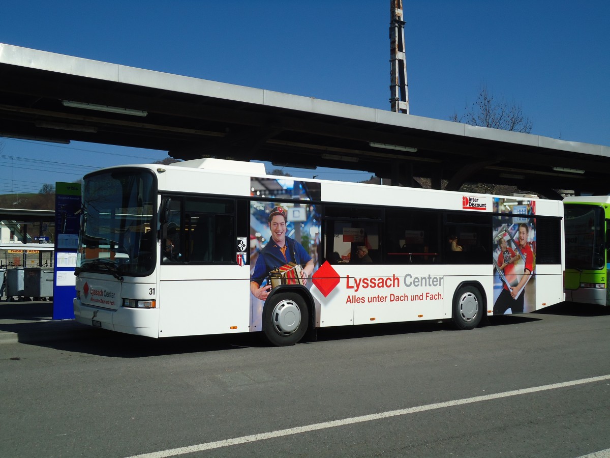 (133'141) - Busland, Burgdorf - Nr. 31/BE 567'511 - Volvo/Hess (ex AAGK Koppigen Nr. 11) am 21. M�rz 2011 beim Bahnhof Burgdorf