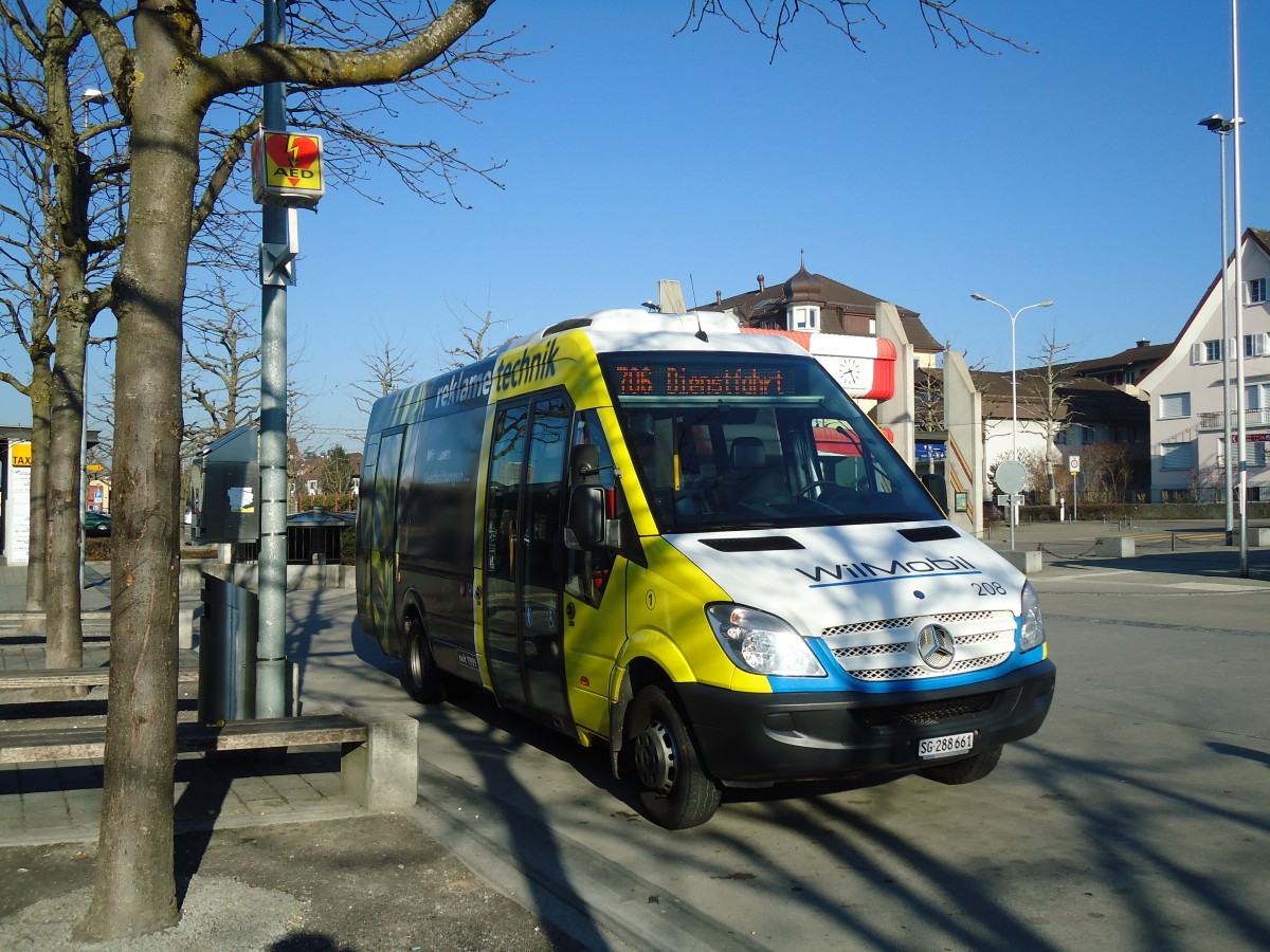 (133'150) - WilMobil, Wil - Nr. 208/SG 288'661 - Mercedes am 23. M�rz 2011 beim Bahnhof Wil