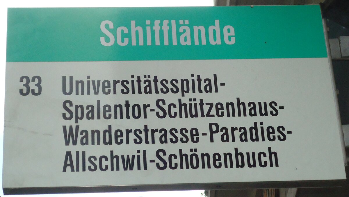 (133'697) - BVB-Haltestellenschild - Basel, Schiffl�nde - am 16. Mai 2011