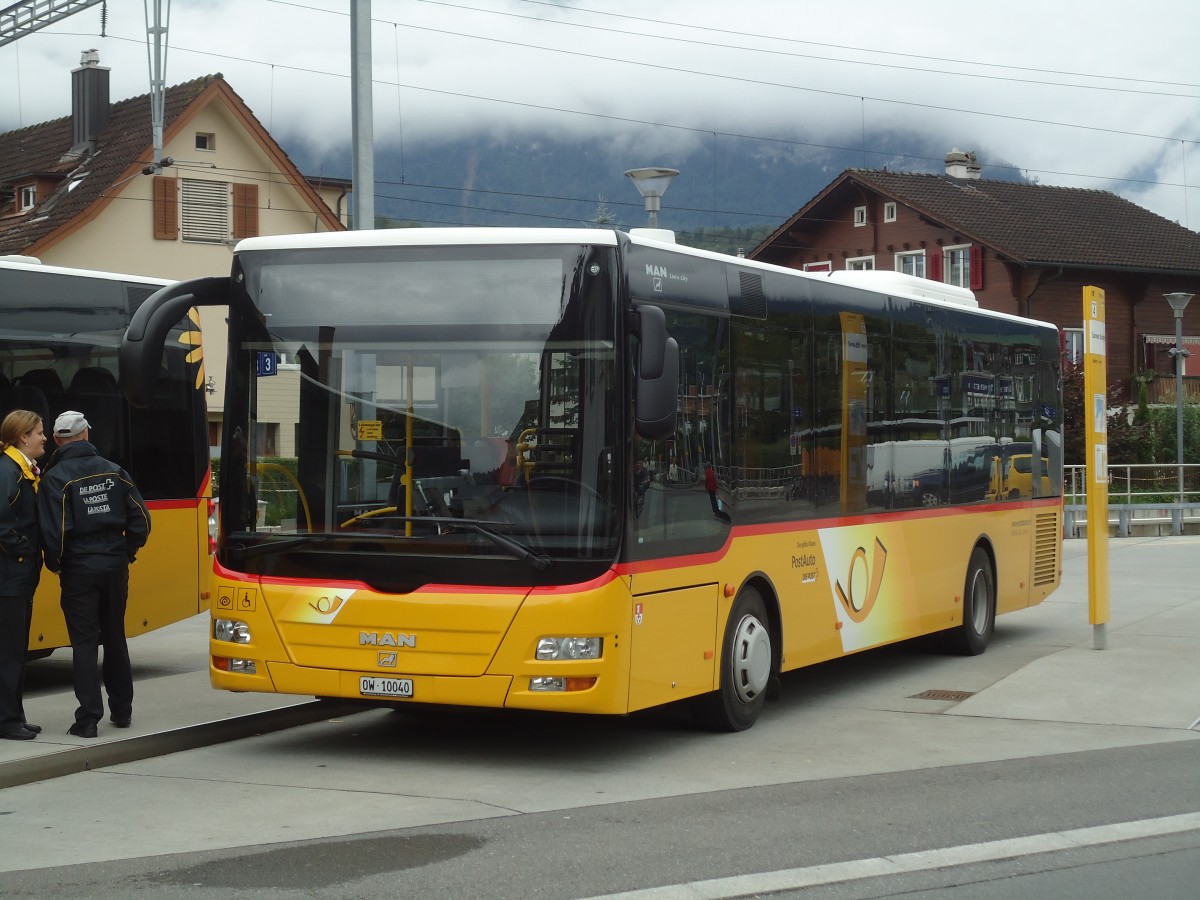 (134'155) - Dillier, Sarnen - Nr. 7/OW 10'040 - MAN/G�ppel am 11. Juni 2011 beim Bahnhof Sarnen