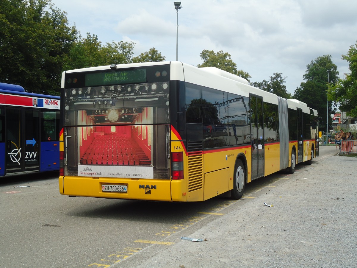 (134'894) - PostAuto Z�rich - Nr. 144/ZH 780'686 - MAN (ex Nr. 21; ex P 26'016) am 10. Juli 2011 beim Bahnhof Frauenfeld