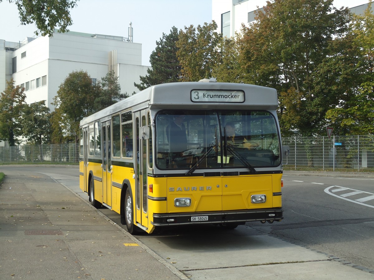 (136'042) - Wanner, Schleitheim - SH 58'045 - Saurer/Hess (ex Ruklic, Schaffhausen; ex VBSH Schaffhausen Nr. 40; ex VBSH Schaffhausen Nr. 19) am 25. September 2011 in Schaffhausen, Gemsst�bli