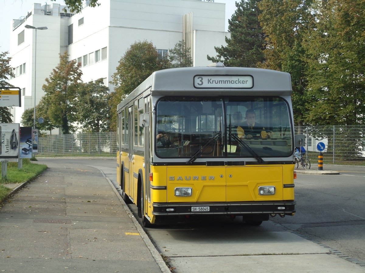 (136'043) - Wanner, Schleitheim - SH 58'045 - Saurer/Hess (ex Ruklic, Schaffhausen; ex VBSH Schaffhausen Nr. 40; ex VBSH Schaffhausen Nr. 19) am 25. September 2011 in Schaffhausen, Gemsst�bli