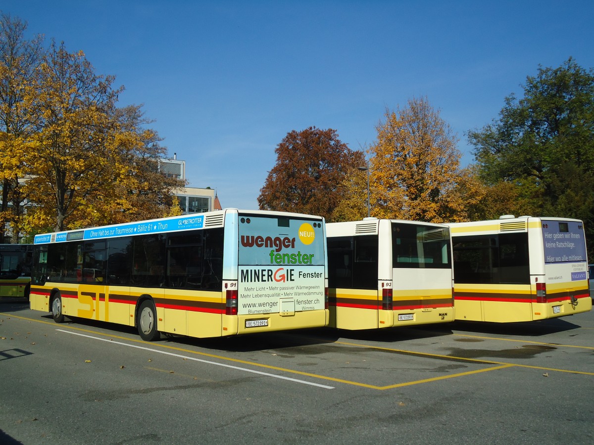 (136'701) - STI Thun - Nr. 91/BE 572'091 - MAN am 31. Oktober 2011 bei der Schiffl�ndte Thun