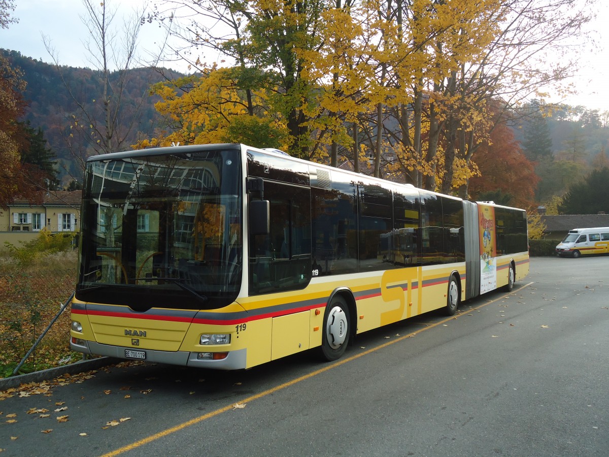 (136'704) - STI Thun - Nr. 119/BE 700'119 - MAN am 5. November 2011 bei der Schiffl�ndte Thun
