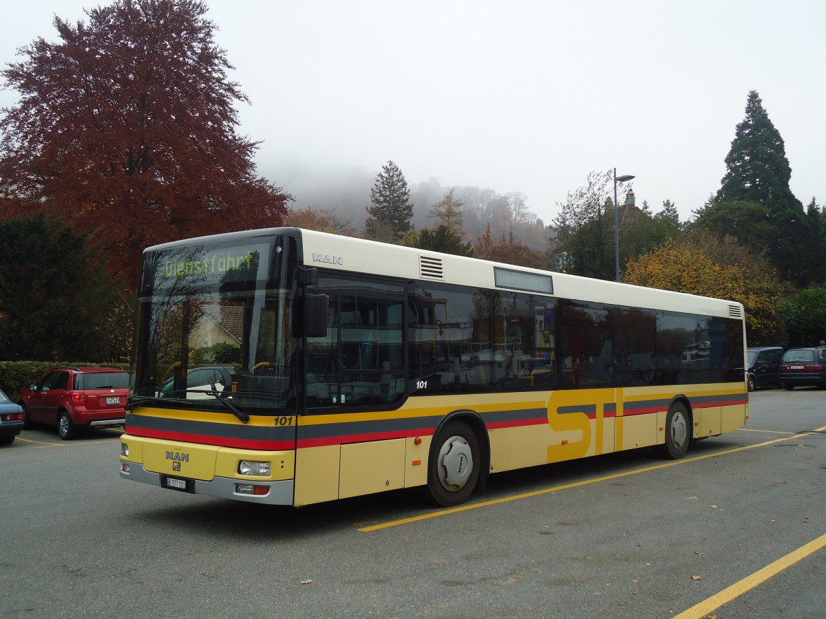 (136'718) - STI Thun - Nr. 101/BE 577'101 - MAN am 11. November 2011 bei der Schiffl�ndte Thun