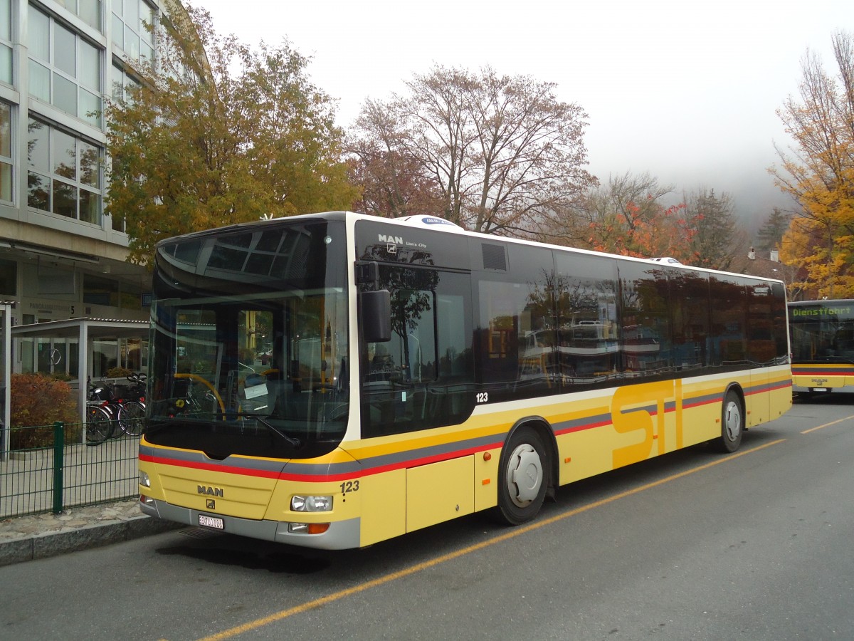 (136'721) - STI Thun - Nr. 123/BE 700'123 - MAN am 11. November 2011 bei der Schiffl�ndte Thun