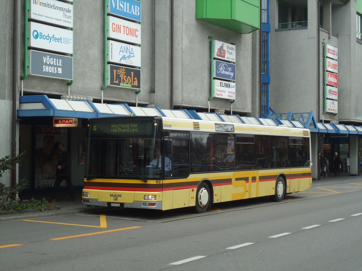 (136'734) - STI Thun - Nr. 83/BE 543'383 - MAN am 11. November 2011 in Thun, Postbr�cke