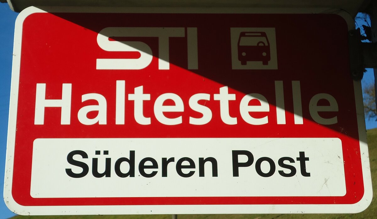 (136'774) - STI-Haltestellenschild - S�deren, S�deren Post - am 21. November 2011